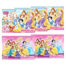 디즈니 프린세스 여아용 매수 많은 스케치북 5p 랜덤 발송, 345x250mm, 4개