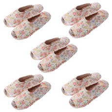 100% 순면 퀼트 면실내화 (5켤레 1세트) 어린이집 슬리퍼 거실화 덧신 유치원 사무실 실내용 천슬리퍼 3, 1개, 57.MF08화이트_여(5개 1세트)