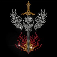 1개 유리 핫픽스 라인스톤 다리미 부착형 의상 액세서리 (해골 모양 옷 가방 바지용) 297x210mm, 혼합색