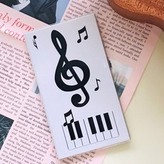 音符圖案記帳本, 1個, 白底音符, 白色