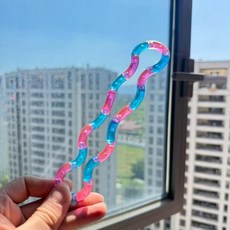 무지개 온도 변화 트위스트 놀이 어린이 트위스트 놀이 투명 변형 트위스트 줄 지능 개발 스트레스 해소 놀이, 크리스탈 모델 - 블루와 핑크 조합