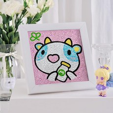 DIY 키링 재료 십이간지 벽시계 액자 열쇠고리 만들기, 1개, 크림화이트 Q버전 소