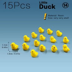 악기가챠 15Pcs 여우 토끼 코끼리 다람쥐 양 돼지 고양이 말 개구리 거북이 뱀 입상 미니어처 요정 정원 장식 액세서리, 15pcs Ducks