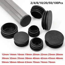 2-100개 12mm-76mm 검정색 원형 플라스틱 블랭킹 엔드 캡 튜브 인서트 플러그 버그 스토퍼 (의자 다리 파이, 03 16mm, 06 100pcs