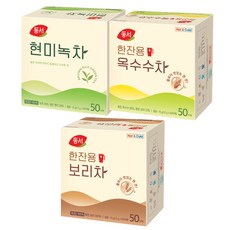 동서 종이컵 티백차 각 1개씩(한잔용보리차/한잔용옥수수차/현미녹차), 1.5g, 3개, 50개입