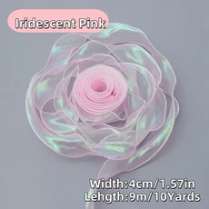 50 야드 무지개 빛깔의 Fishtail 원사 리본 꽃 꽃다발 포장 Organza 유선 리본 크리스마스 웨딩 장식 선물, 01 4cm-1.57inch, 12 10Yards-Pink