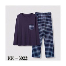 편한 남성잠옷 실내복 긴팔 체크 무늬 면잠옷 상하 세트