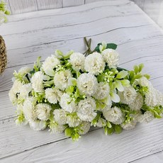 조화 성묘꽃다발 폼폼국화 부쉬, 화이트, 3개