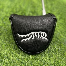 타이거 스켈레톤 자수 골프 헤드커버 세트 (우드 4종 / 말렛 퍼터) 블랙&화이트 드라이버커버 퍼터커버 유틸커버, 1개, Black