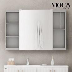 모카바스 모던 슬라이드 욕실 수납장 전면 거울 슬라이딩 욕실장 화장실 장난감 수건 욕실 용품 정리 수납 가구 출장 설치, 실버, 모던 슬라이드 H800, 1200x800x175