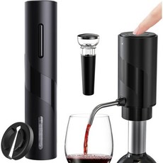 4in1 와인 오프너 선물 세트 전기 병 에어레이터 퍼저 스토퍼 및 호일 커터 포함 충전식 자동 액세서리 2793040, Black