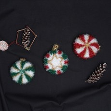 슬로우모먼츠 크리스마스 수세미 선물세트 - 코바늘 뜨개질 diy 패키지, 금속 코바늘 7/0-8/0 + 돗바늘 대, 레드+그린+화이트+골드, 1세트