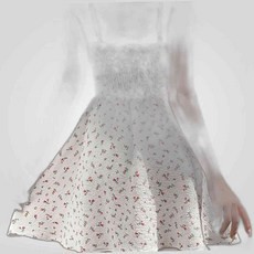 LETEO-협력업체 리본끈 허리밴딩 작은 플라워 패턴 미니 끈 꽃무늬미니원피스 원피스 여름원피스 화사한원피스