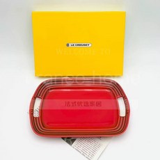 Le Cuset 3cm 접시 플레이트 플랫 롱, 1개, C. 체리 레드 선물 상자 3cm25cm