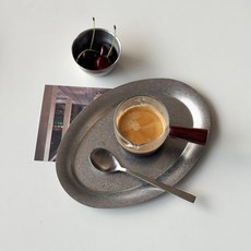 빈티지 스텐 오벌 트레이 카페 쟁반 플레이트, 1개, 빈티지 스텐 오벌트레이