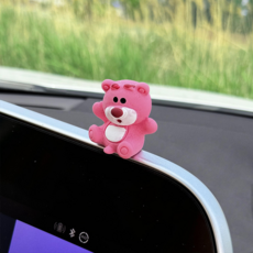 可愛草莓熊汽車擺件 螢幕裝飾 小公仔 車內飾品, 歡呼熊-擺件（送無痕膠）