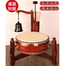 台灣工藝 桌面扁鼓鈴鼓套裝, 1個, 18公分扁鼓, 國產地鐘