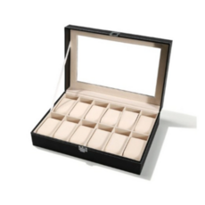 영그린 12구 시계보관함, 블랙케이스 + 베이지, 1개
