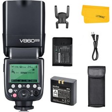 Godox V860II-N 니콘용 V860II 플래시 24G TTL GN60 18000초 HSS 스피드라이트 충전식 리튬이온 배터리 650회 풀파워 외부 니콘 카메라 호환, 1개