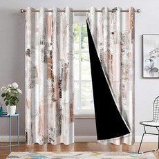 Baocicco 추상 커튼 213.4cm(84인치) 길이 2패널 러스트 룸 다크닝 그로밋 창문 트리트먼트 모던 장식 침실 거실용 옐로우 그레이 106.7cm x 213.4cm(