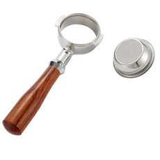 愛寶E61/格米萊/火箭/邁拓咖啡機 無底單雙嘴通用58mm把手, 酸枝木無底（304鋼）