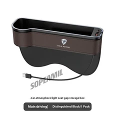 테슬라 사이버트럭 모델 3 Y S X 로드스터 자동차 컬러 램프 시트 다기능 수납 케이스 틈새 박스, 04 Brown Left