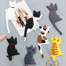 고양이 냉장고 자석 마그넷 동물 메모 열쇠고리 후크 마스크 걸이 홀더, 블랙 얼룩