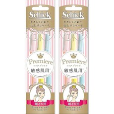 Schick 시크 쉬크 Schick 얼굴면도기용 프리미어 민감성피부용 L디스포 마이크로가드 포함 일회용 1회용 타입 면도기 페이스 메이크업 혼합 컬러 3개입 × 2개 팩