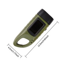 新品上市 太陽能手電筒手搖曲柄發電機可充電 LED 燈充電強力手電筒, 1個, 軍綠色