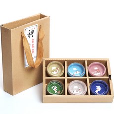 도자기 물고기 찻잔세트 입체 찻잔, 랜덤 컬러(6p), 1세트