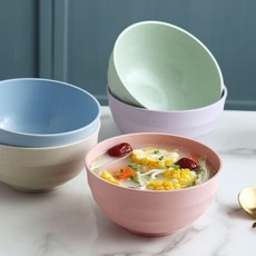 小麥五色 大號飯碗 創意防摔加厚學生碗, 1個, 小麥五色 1500/毫陞 ,20cm橫 厚碗-一個裝