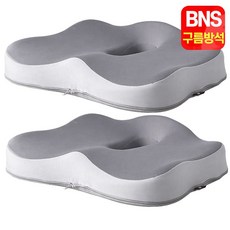 [TV홈쇼핑 방송상품] 본사출고 정품 BNS 무중력 구름방석 바른자세 메모리폼 꼬리뼈 도넛방석, 화이트&그레이, 2세트