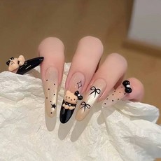 말랑네일 글레이즈드 네일팁 데일리 숏롱 셀프 붙이는 키티 네일아트, 1개, 03. 햅번키티