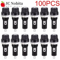 유리관휴즈 자동차 퓨즈 세트 100PCS 5x20mm 6x30mm 유리 홀더 보험 튜브 소켓 검정색 스크류 캡, [00] 5x20mm, [00] 100PCS