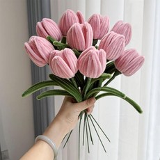 시들지 않는 모루 꽃 튤립 한송이 4color LM-1005112, 핑크\ONE