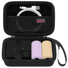 Elonbo Phomemo M02 라벨 메이커용 휴대용 케이스 포켓 프린터 미니 스티커 프린터 블루투스 잉크리스 감열식 포토 프린터 여행 가방 라벨 프린터 보관 홀더 라벨, 블랙