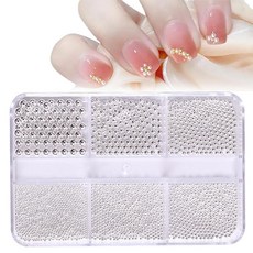 LISMYAKEY 네일 파츠 금속 파츠 네일 파르 구체 3D 네일 파츠·네일 아트·네일 리셰·네일 데코레이션·DIY·장식 칩 레디즈 매니큐어용 미니 비 (실버)