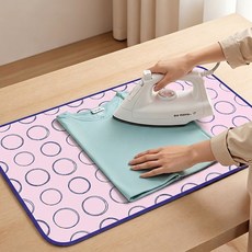 키스미스 접이식 다리미판 매트 가정용 좌식 다림질 패드, 핑크 동그라미 핑크 동그라미