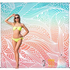 HIHOHO 해변 담요 방수 모래 방지 매트 1-8세 성인용 빠른 건조 내구성 있는 야외 피크닉 매트 축제 여행 캠핑 하이킹용 기울기-BL & W 200.9cm x 2, 6'11" x 6'7", 그라디언트 P&gn-Ripple