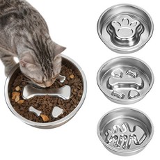 NUTRIVIO 개밥 슬로우식기 스텐밥 고양이 강아지밥그릇 급식기, 1개, D:생선뼈