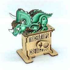 立體可動木質拼圖-三角龍，兒童益智玩具，環保木質，培養動手能力, 1個