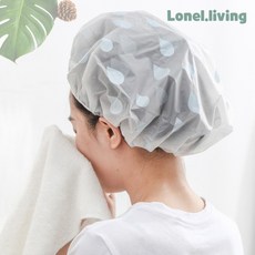 로넬리빙 큐티 물방울 샤워캡 블루 방수 보호 반복 사용 헤어