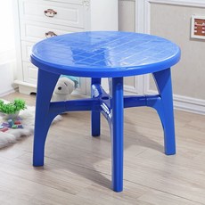 포장마차 테이블 플라스틱 야외용 식탁 야시장 포차, 단색 파란색 원형 테이블 88cm