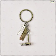 헤어 디자이너 키링 미용도구 열쇠고리 미용사 키홀더 가위 빗 드라이어 미니어쳐 미용학원 자격증 취득, 1개