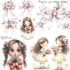 리본소녀 냅킨, 20개, 1세트, 혼합색상