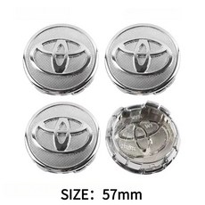 57mm 62mm ABS 크롬 휠 센터 허브 캡 4개 세트 (도요타 코롤라 RAV4 캠리 야리스 C-HR 프라도 프리우스 레, 07 57mm Silver
