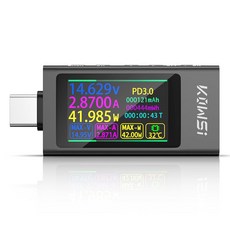 YEREADW USB 용량 디지털 테스터 미터 전류 충전기 파워 전압 케이블 12A PD 감지기 40V 타입 멀티미터 전압계 KWS X1 뱅크 부하 전원, KWSX1