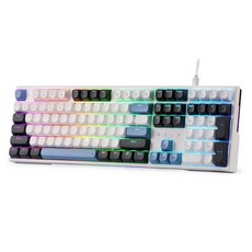 레드라곤 K689 유선 개스킷 RGB 게이밍 키보드 108 키 기계식 키보드(핫키 4개 추가) 업그레이드된 핫 스왑 소켓 3레이어 노이즈 감쇠 혼합 색상 키캡 선형 스위치, Glacier Azure