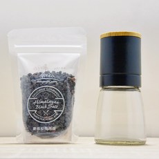 傘下有仁 喜馬拉雅山黑礦鹽150g袋裝 竹蓋研磨罐組合 黑礦鹽推薦, 1個, 黑色研磨罐+黑礦鹽150g袋裝