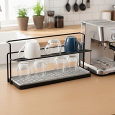 벡사 다용도 물빠짐 튼튼한 2단 컵건조대, 1개, 블랙